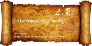 Leichtman Rómeó névjegykártya